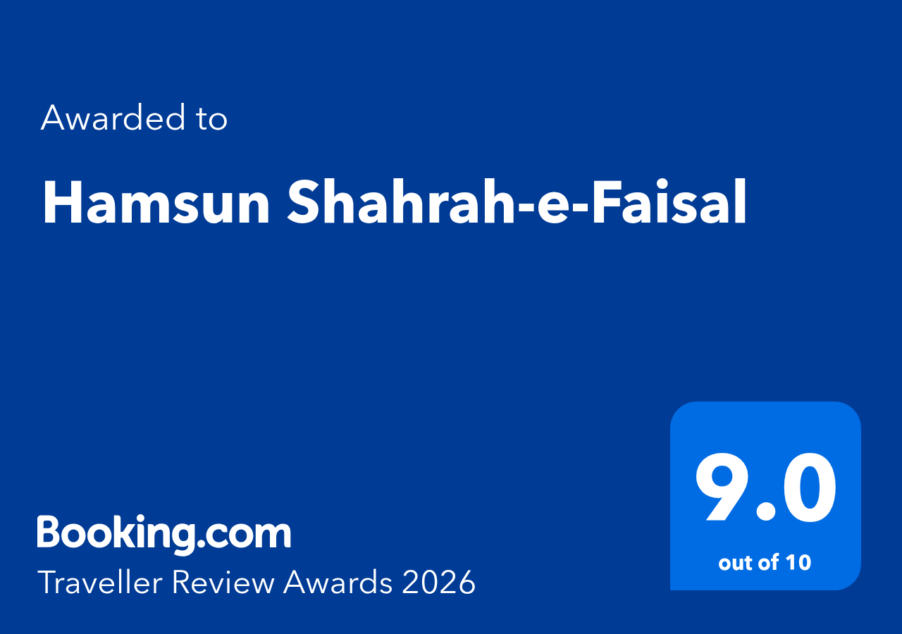 Booking.com award — Hamsun Shahrah-e-Faisal